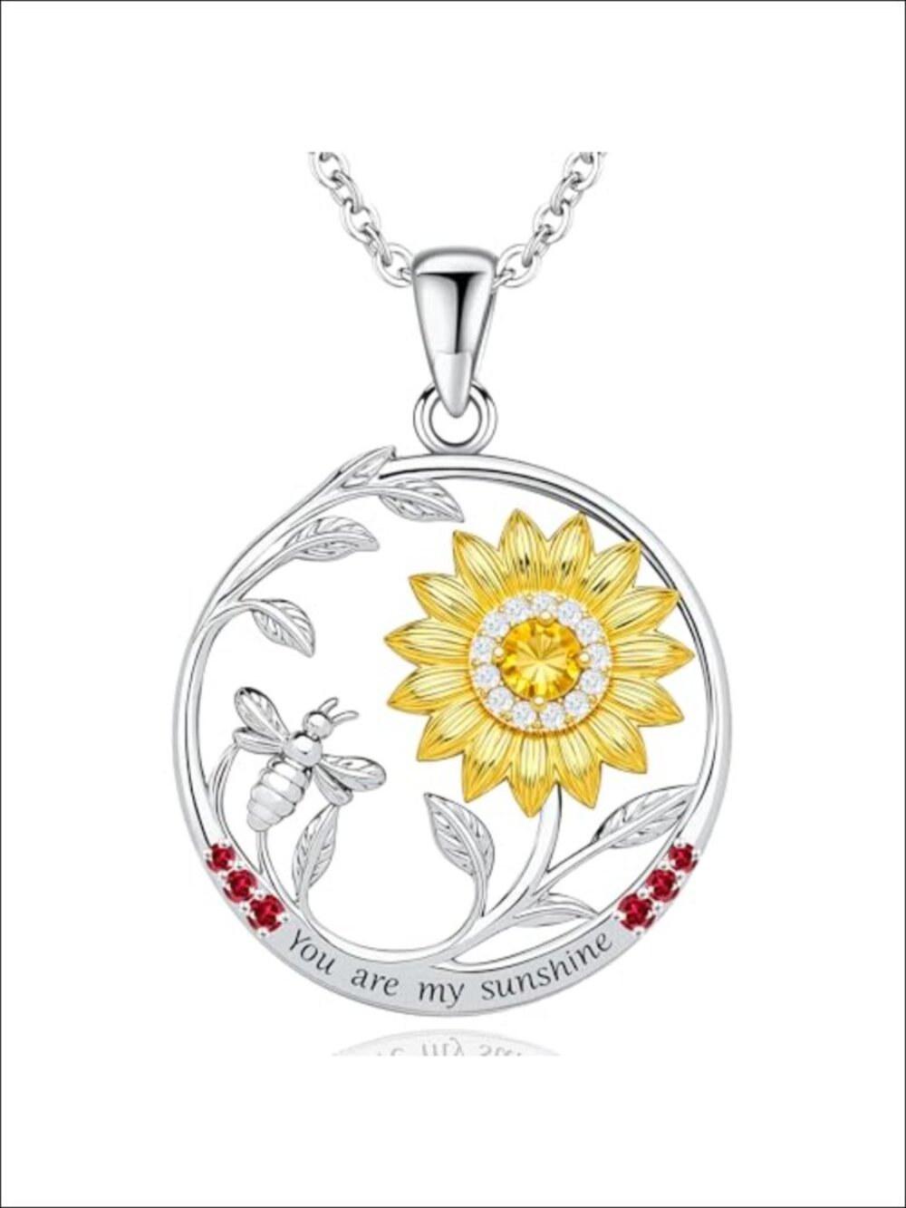 Sunflower Birthstone Gift You Are My Sunshine Pendant Necklace